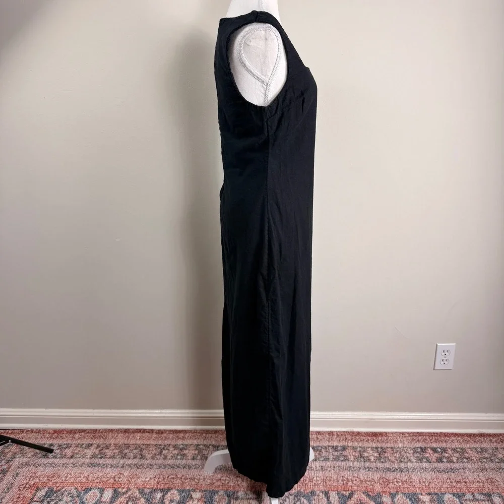 Abercrombie & Fitch Black Linen Blend Square Neck Shift Maxi Dress Sleeveless Sm - Picture 4 of 15